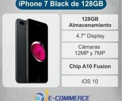 NUEVO SELLADO NEGOCIABLE iPhone 7 Negro de 128GB para ESTRENAR