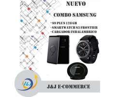 &#x2a;&#x2a;&#x2a; NUEVO SUPER COMBO SAMSUNG S9 PLUS SMARTWATCH S3 FRONTIER CARGADOR INHALAMBRI...