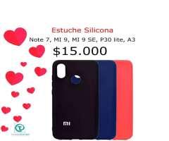 Estuche de Silicona con gamuza Xiaomi Note 7, Mi 9, Mi 9 Se, p30 lite, Silicon Case, TIENDA FISICA.